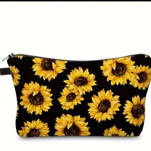 Sunflower Print Cosmetic Bag